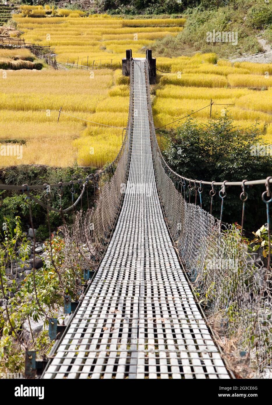 Seil Hängebrücke in Nepal Stockfoto