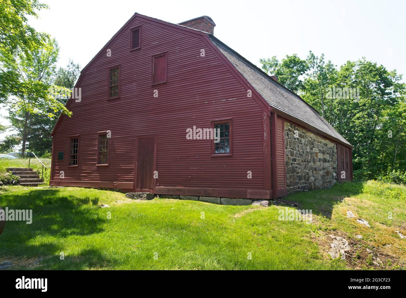 Das Old York Gefängnis - 1720 - eines der ältesten Gefängnisgebäude in den USA - York Village, Maine, USA. Eine historische Stätte. Stockfoto