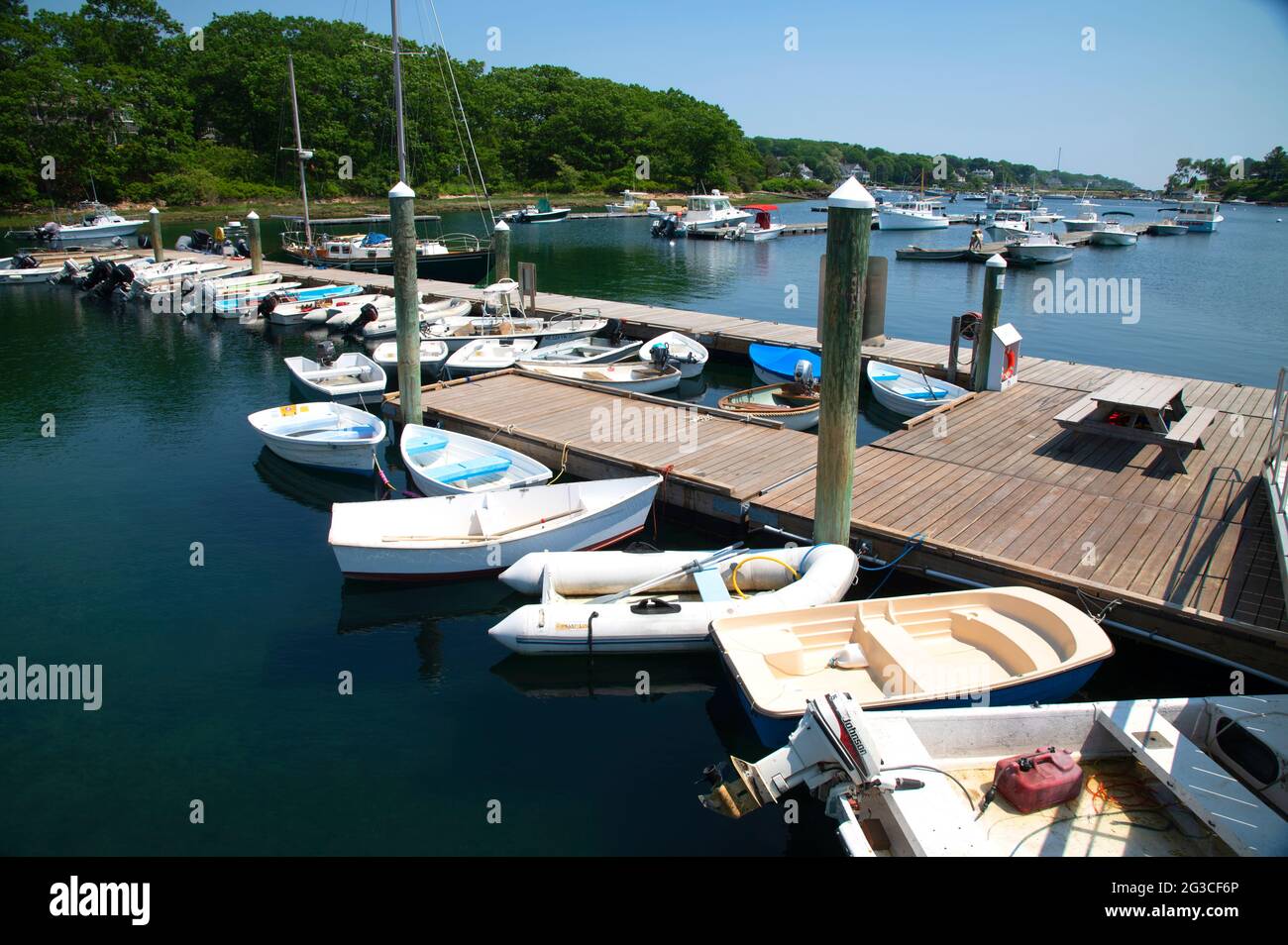 Die Boote dockten in York Harbor, Maine, USA Stockfoto
