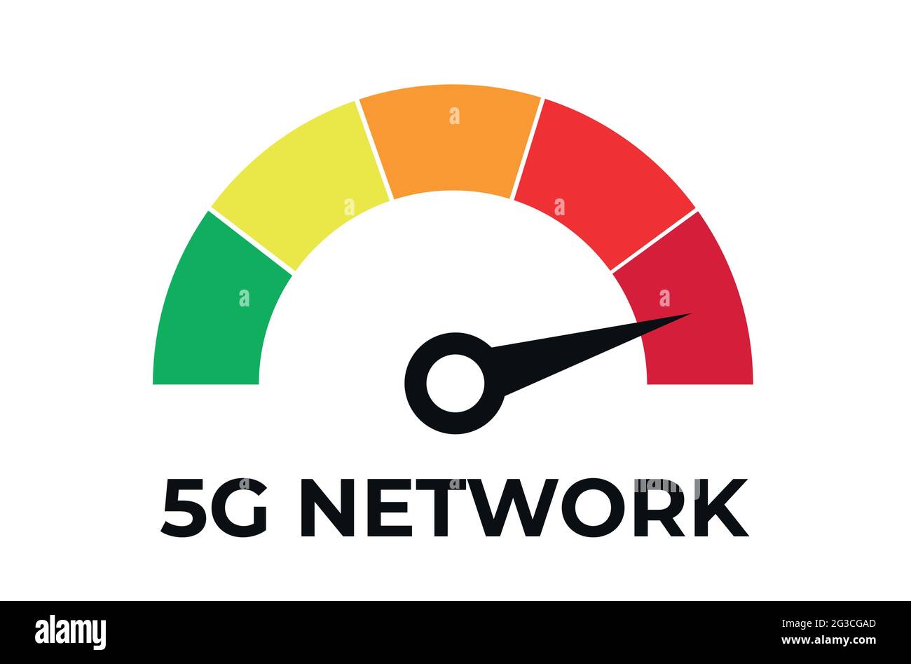 5G-Netz Internet-Geschwindigkeit mit Tachometer-Konzept. Stock-Vektor Stock Vektor