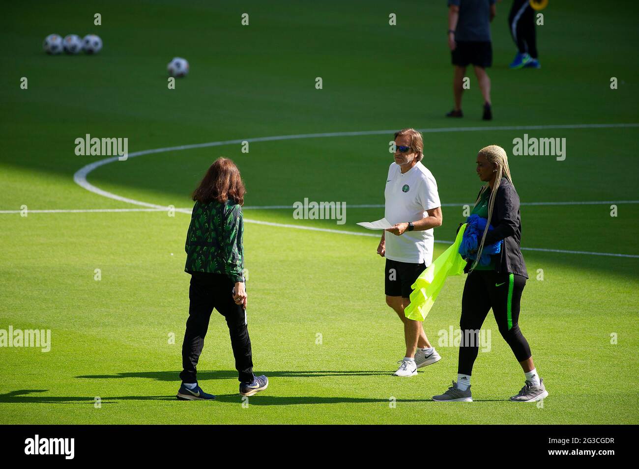 15. Juni 2021: Mannschaftstraining der nigeranischen Frauen im neuen Q2-Stadion vor dem Internationalen Freundschaftsspiel gegen die USA. Austin, Texas. Mario Cantu/CSM Stockfoto