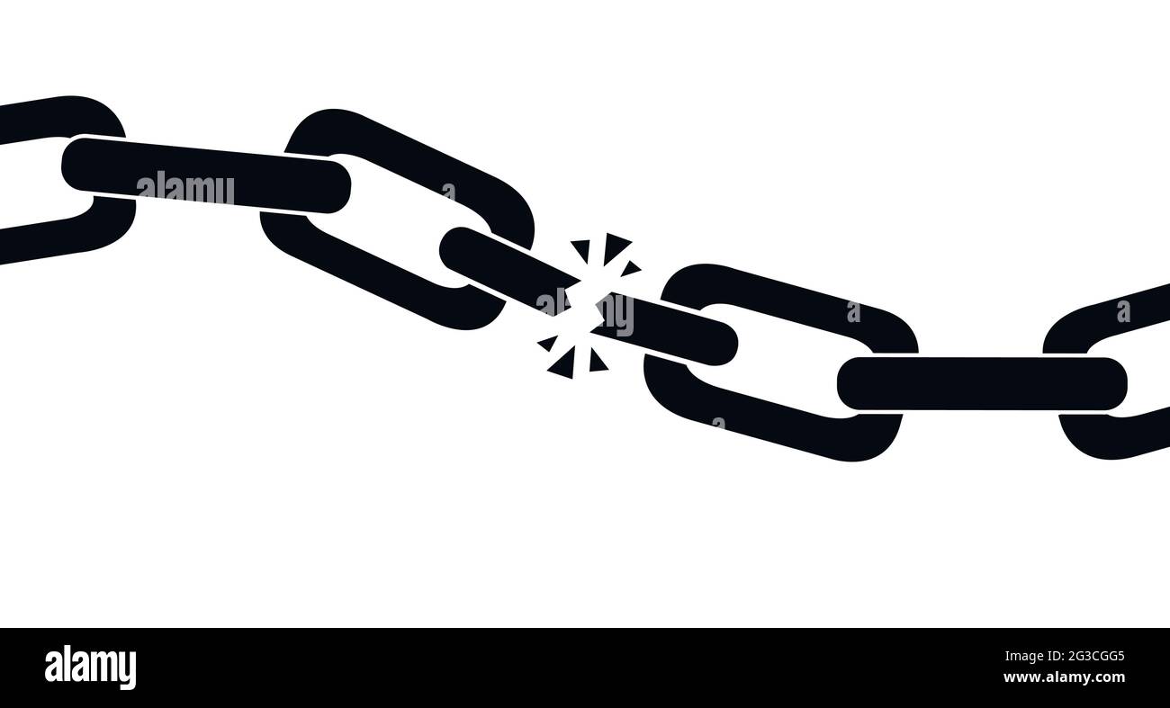 Gebrochene Kette isoliert auf weiß, tolles Design für jeden Zweck. Isoliert auf weißem Vektor. Stock Vektor