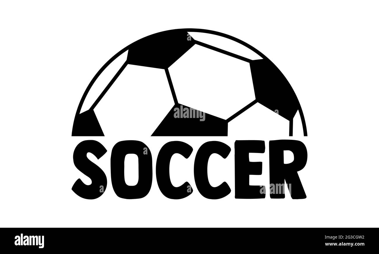 Fußball - Fußball-T-Shirts Design, handgezeichnete Schriftzüge, Kalligraphie T-Shirt-Design, isoliert auf weißem Hintergrund, svg-Dateien Stockfoto