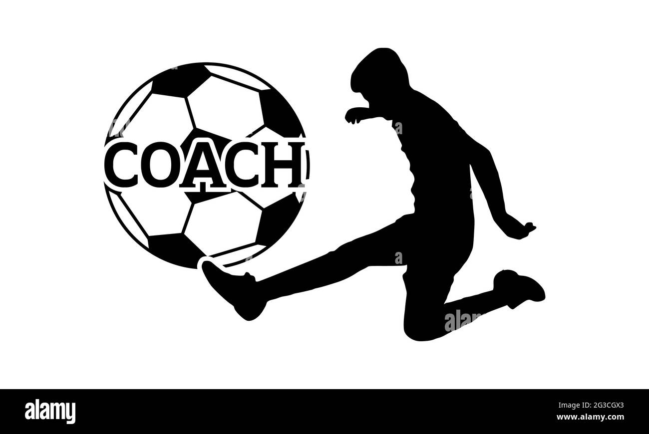 Coach - Fußball-T-Shirts Design, handgezeichnete Schriftzüge Phrase, Kalligraphie T-Shirt-Design, isoliert auf weißem Hintergrund, svg-Dateien Stockfoto