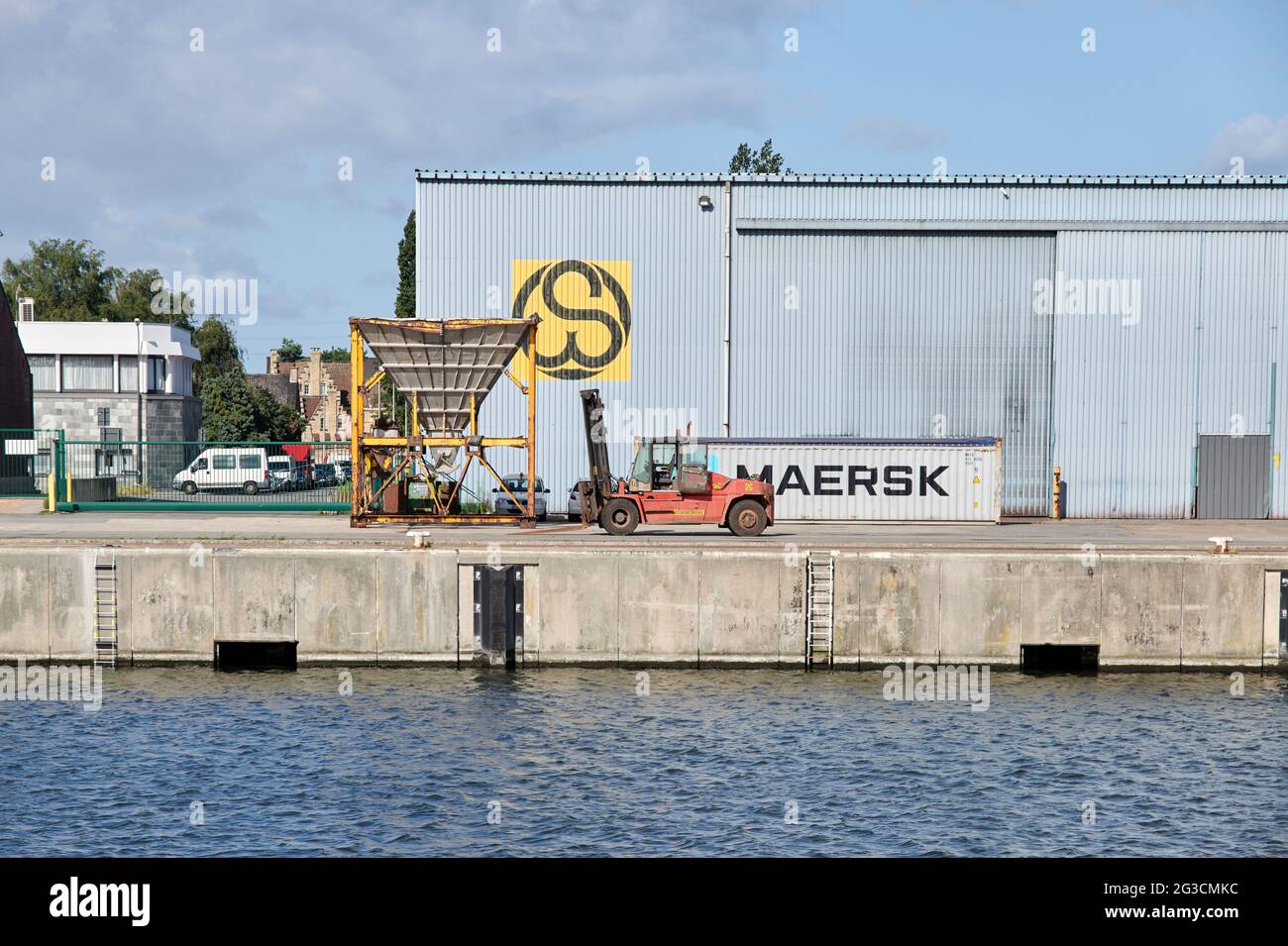 Gabelstapler am Nordseehafen, Terneuzen Stockfoto