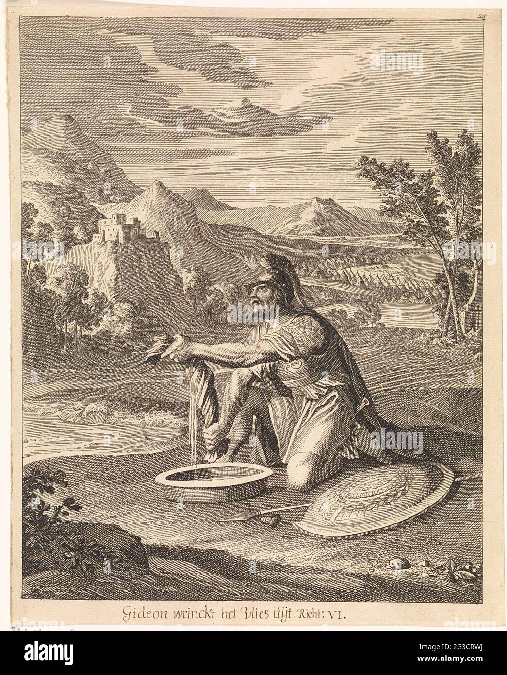 Gideon tauscht das nasse Schaffell aus. . Stockfoto