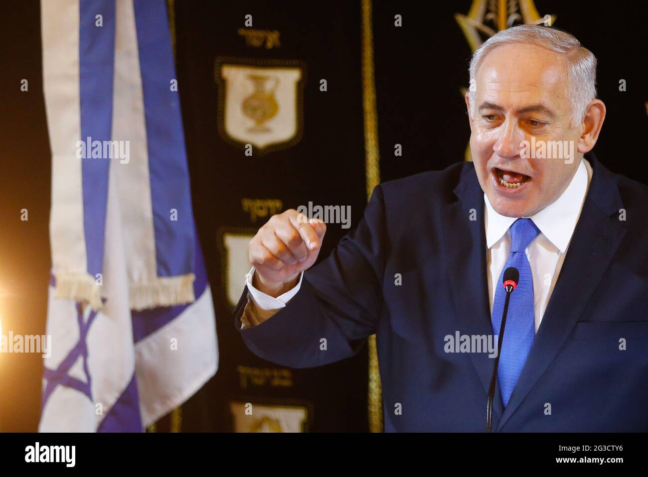 Benjamin Netanjahu, Premierminister Israels, besucht die Synagoge von der Pacamba - Rio de Janeiro, Brasilien, 12.28.2018 Stockfoto