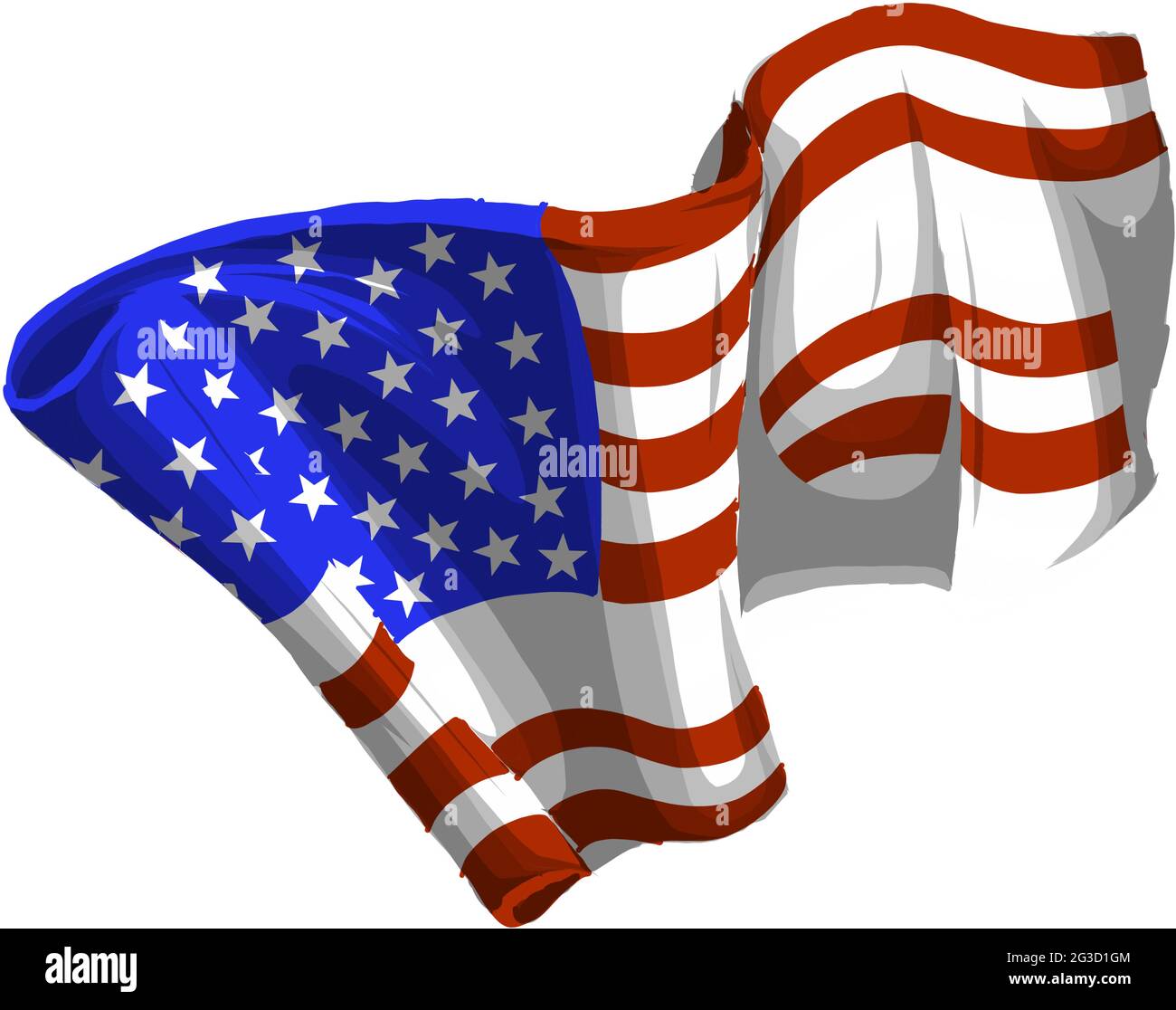 Vektor illustation American Eagle gegen USA-Flagge und weißen Hintergrund. Stock Vektor