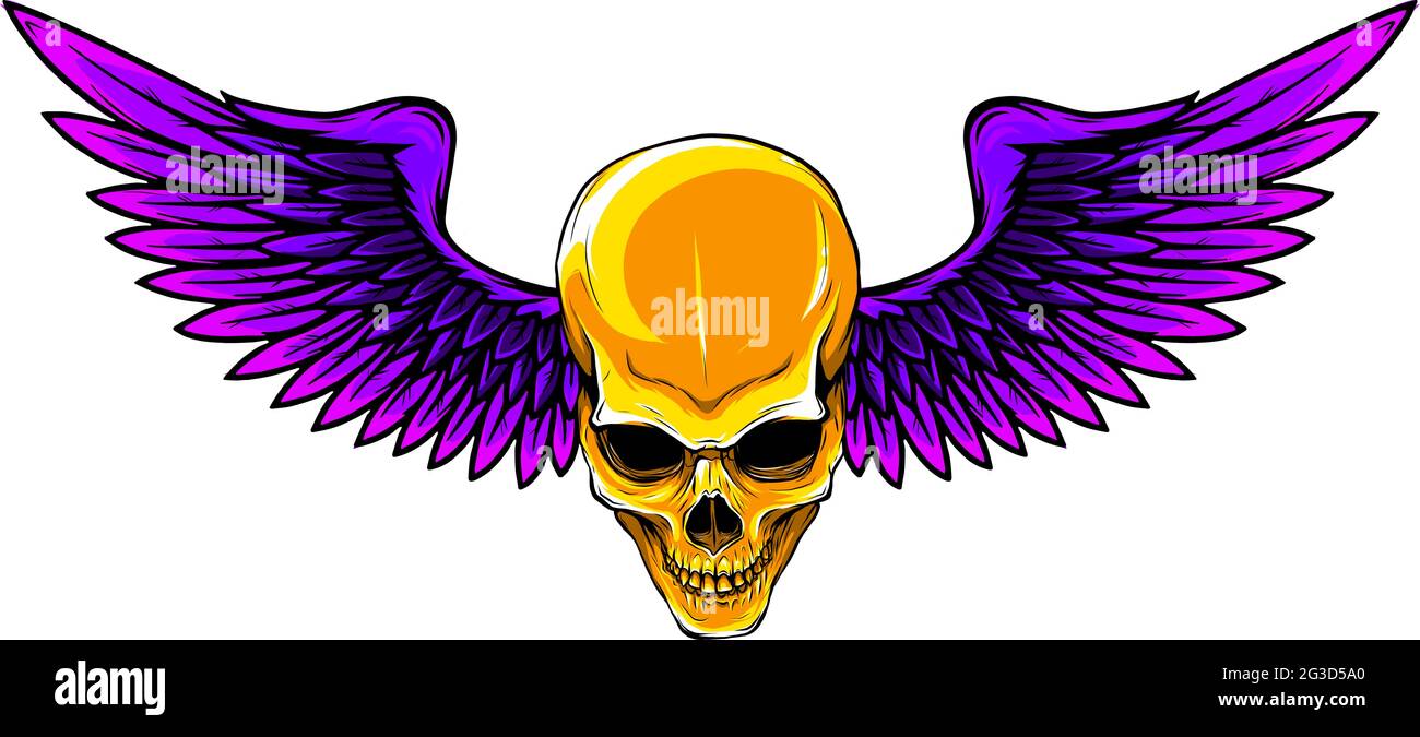 vektor-Illustration von Schädel mit Vogelflügeln Stock Vektor