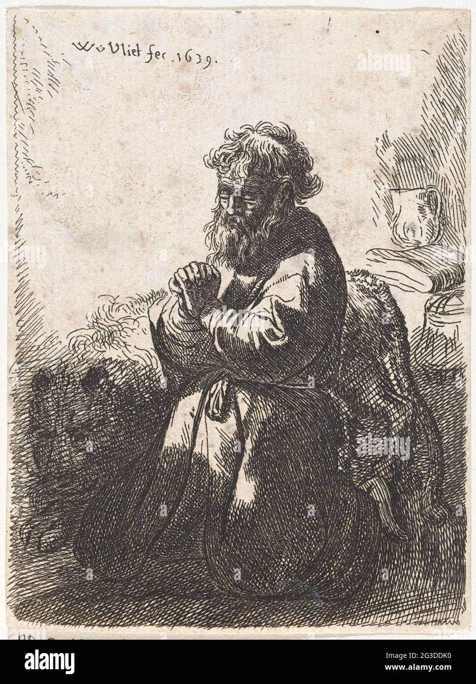 H. Hieronymus im Gebet. Der heilige Hieronymus kniet und hat gefaltete