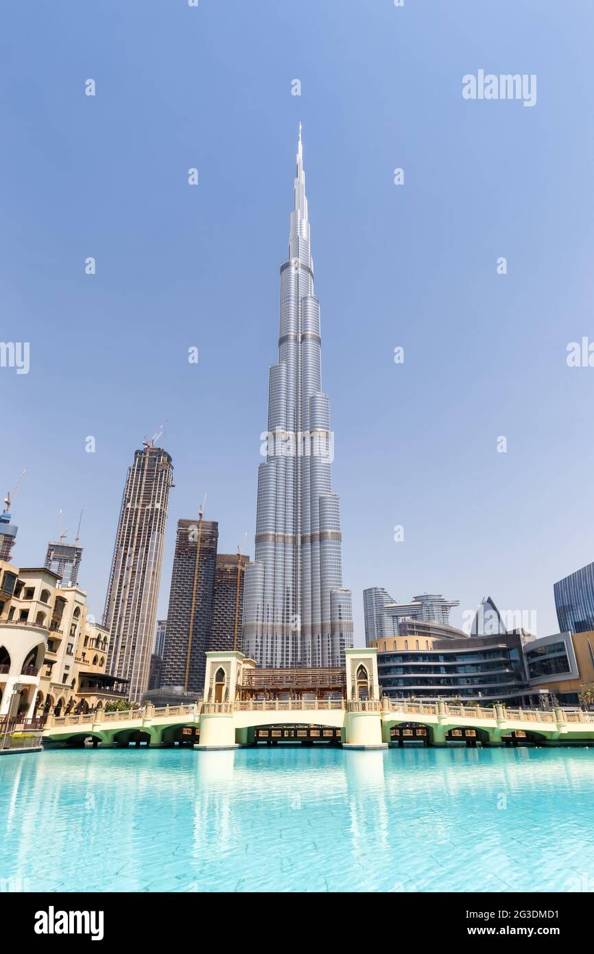 Dubai Burj Khalifa Kalifa Wolkenkratzer Gebäude Skyline Architektur Mall in Vereinigte Arabische Emirate Stadt Stockfoto