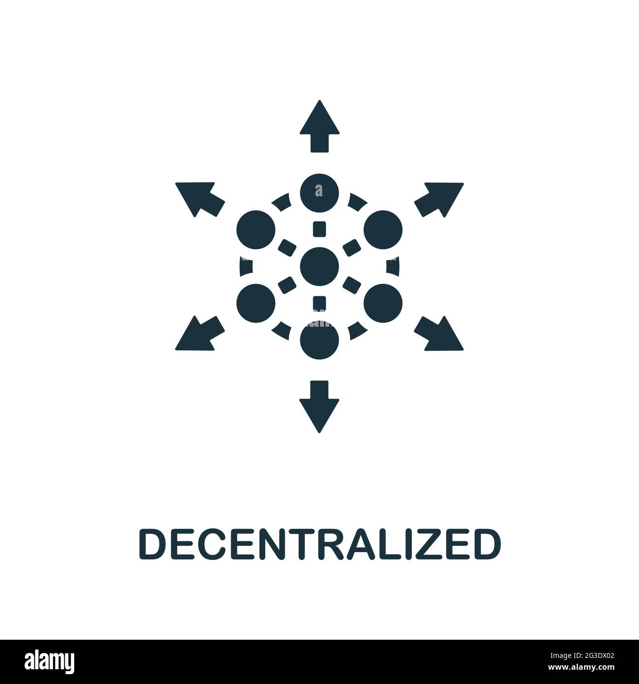 Dezentrales Symbol. Einfaches kreatives Element. Ausgefülltes monochromes dezentrales Symbol für Vorlagen, Infografiken und Banner Stock Vektor