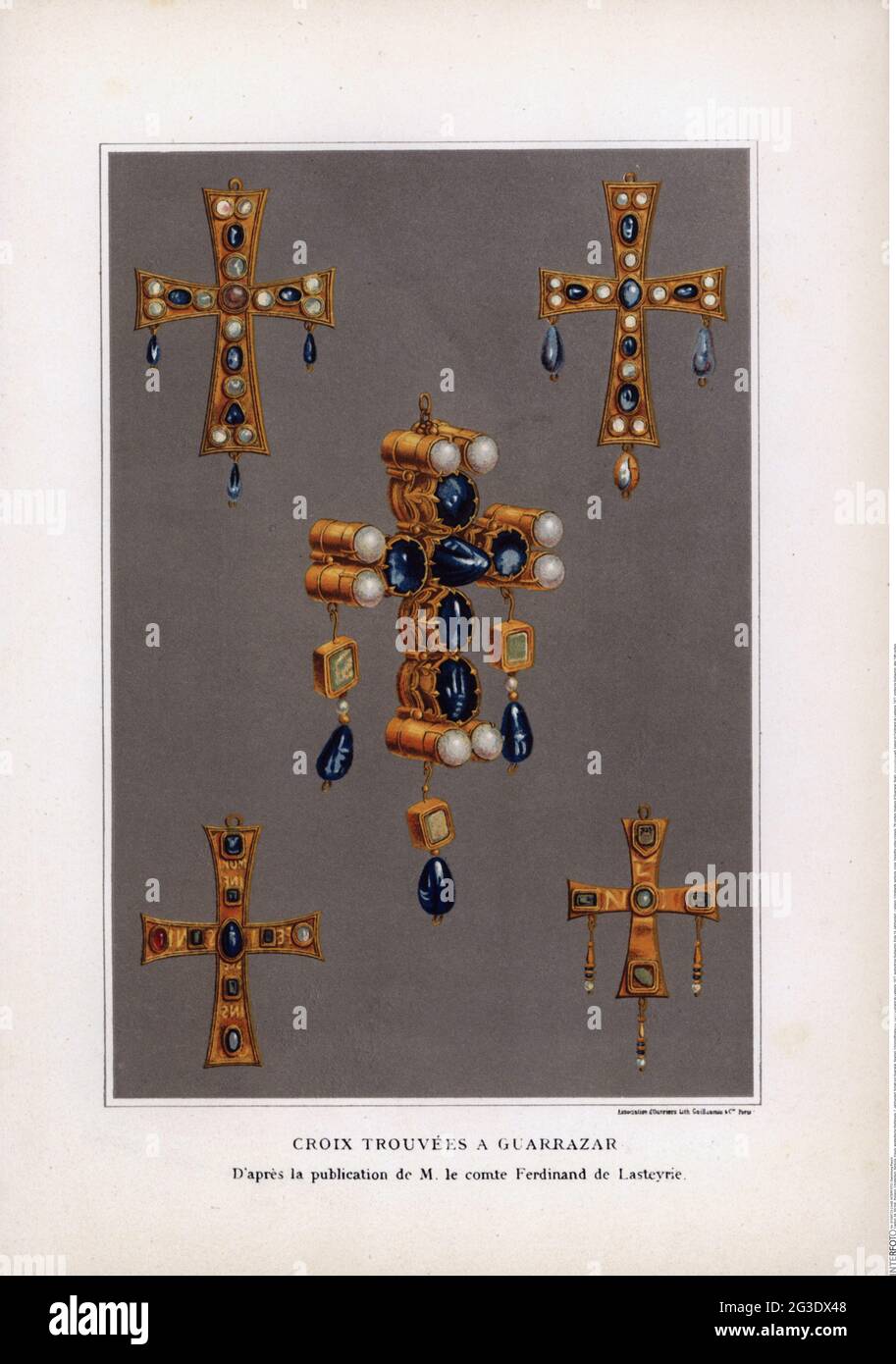 Religion, Christentum, Symbole, Kreuz, Westgotische Votivkreuze, 7. Jahrhundert, Schatz von Guarrazar, ARTIST's COPYRIGHT MUSS NICHT GELÖSCHT WERDEN Stockfoto