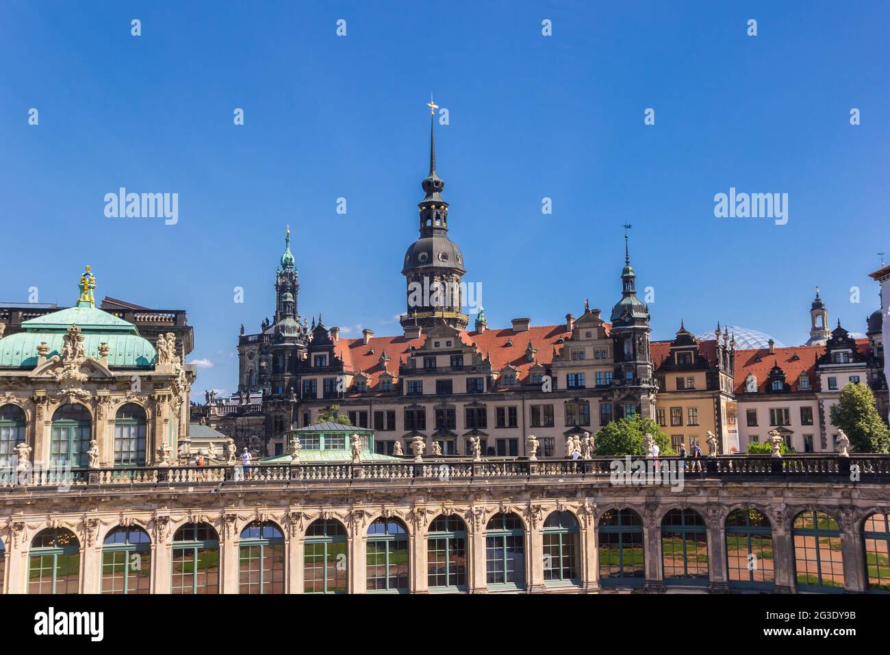 Skyline der historischen Innenstadt von Dresden, Deutschland Stockfoto