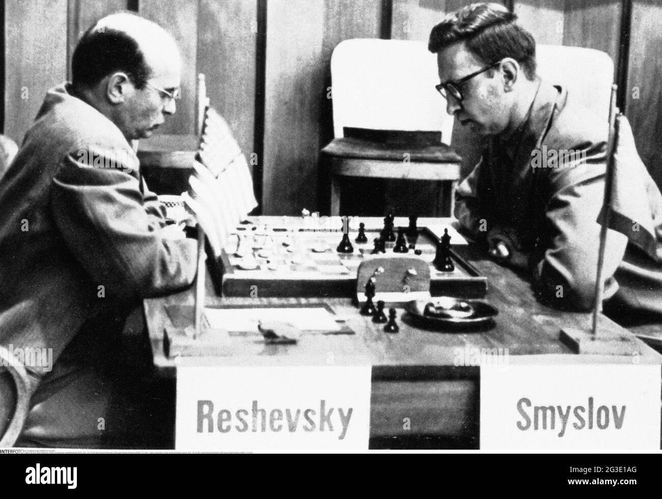 Spiel, Brettspiel, Schach, Schachturnier, Zuerich, 29.8. - 24.10.1953, ZUSÄTZLICHE-RIGHTS-CLEARANCE-INFO-NOT-AVAILABLE Stockfoto