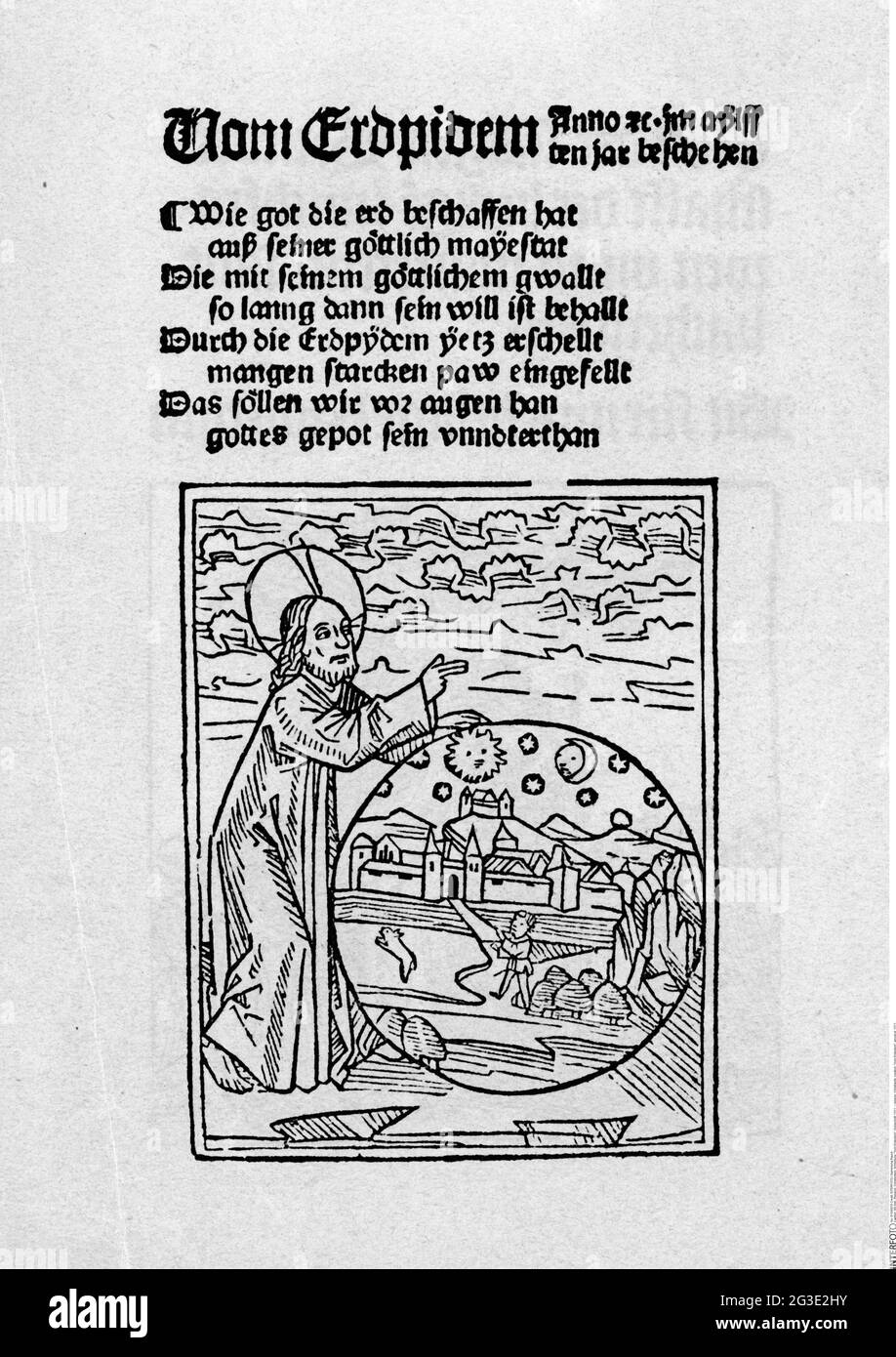 Religion, Christentum, Schöpfung, 'vom Erdpidem', Holzschnitt, 1511, DAS URHEBERRECHT VON ARTIST'S MUSS NICHT FREIGEGEBEN WERDEN Stockfoto