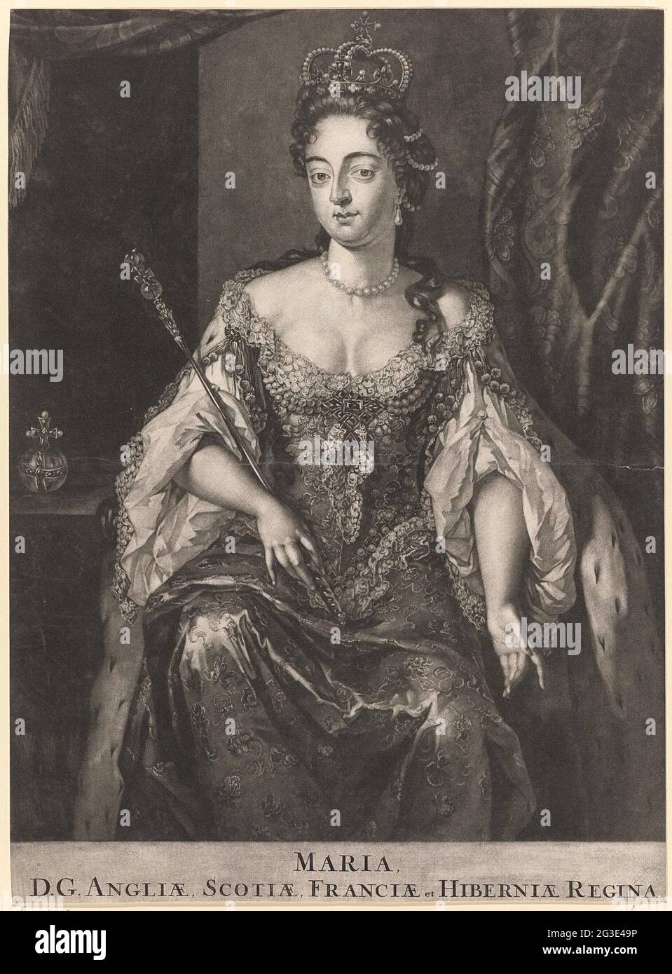 Porträt von Maria II. Stuart. Porträt von Maria II. Mit Krone. Sie