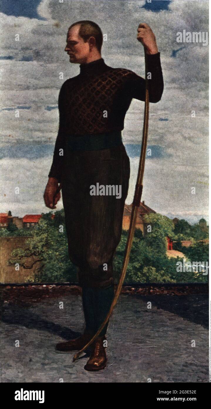 Sport, Bogenschießen, Bogenschütze, Druck nach Malerei von Karl Ziegler, 1913, DAS COPYRIGHT VON ARTIST'S IST NICHT ZU LÖSCHEN Stockfoto