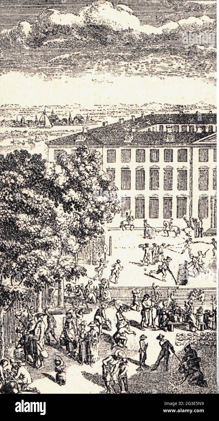 Freizeit, Hobbys, Naturliebhaber, Radierung von Daniel Chodowiecki, ARTIST's COPYRIGHT MUSS NICHT GEKLUNGEN WERDEN Stockfoto