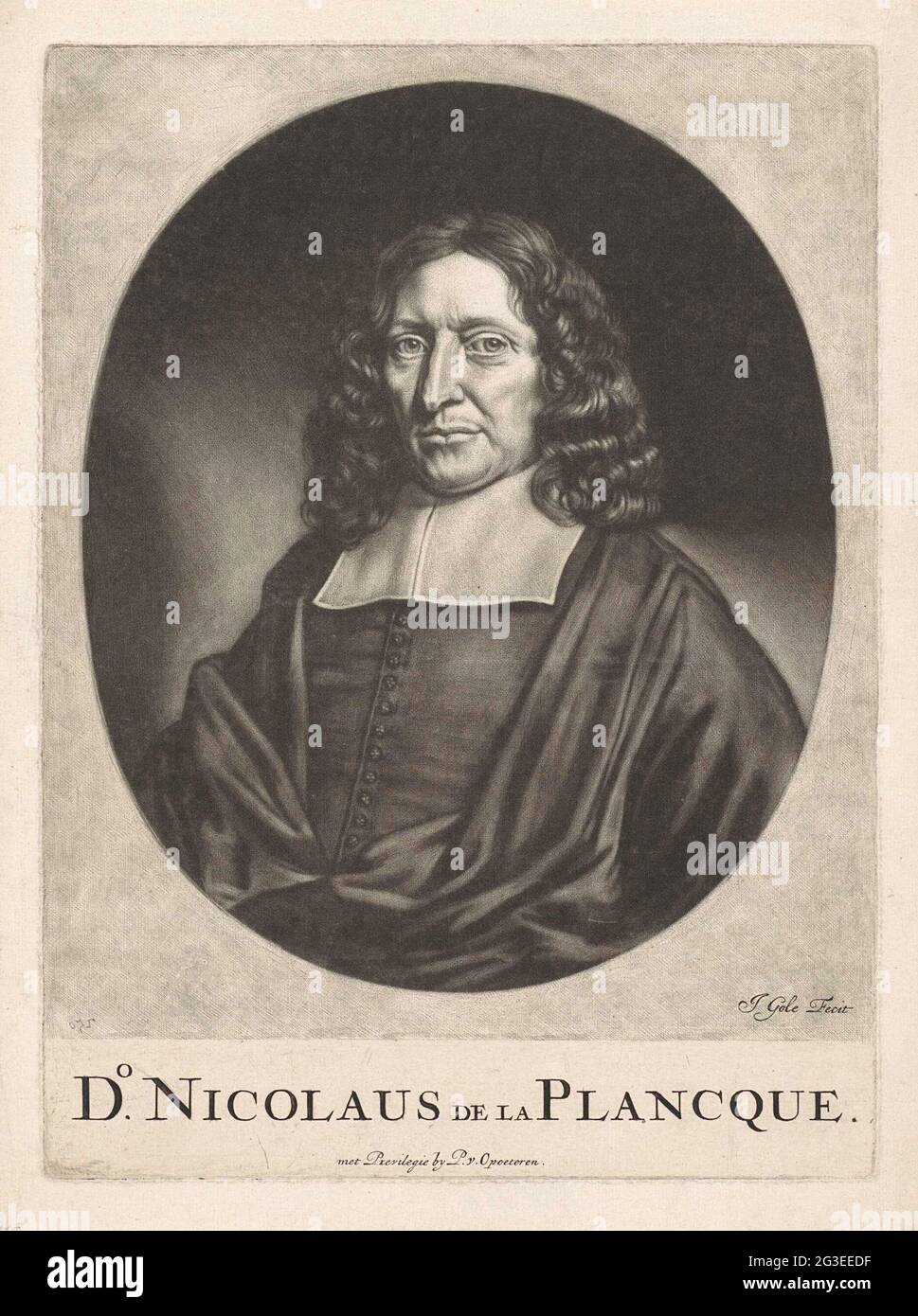 Porträt von Nicolaas de la Planque. Nicolaas de la Planque, Pfarrer in Amsterdam und anderen Städten. Stockfoto