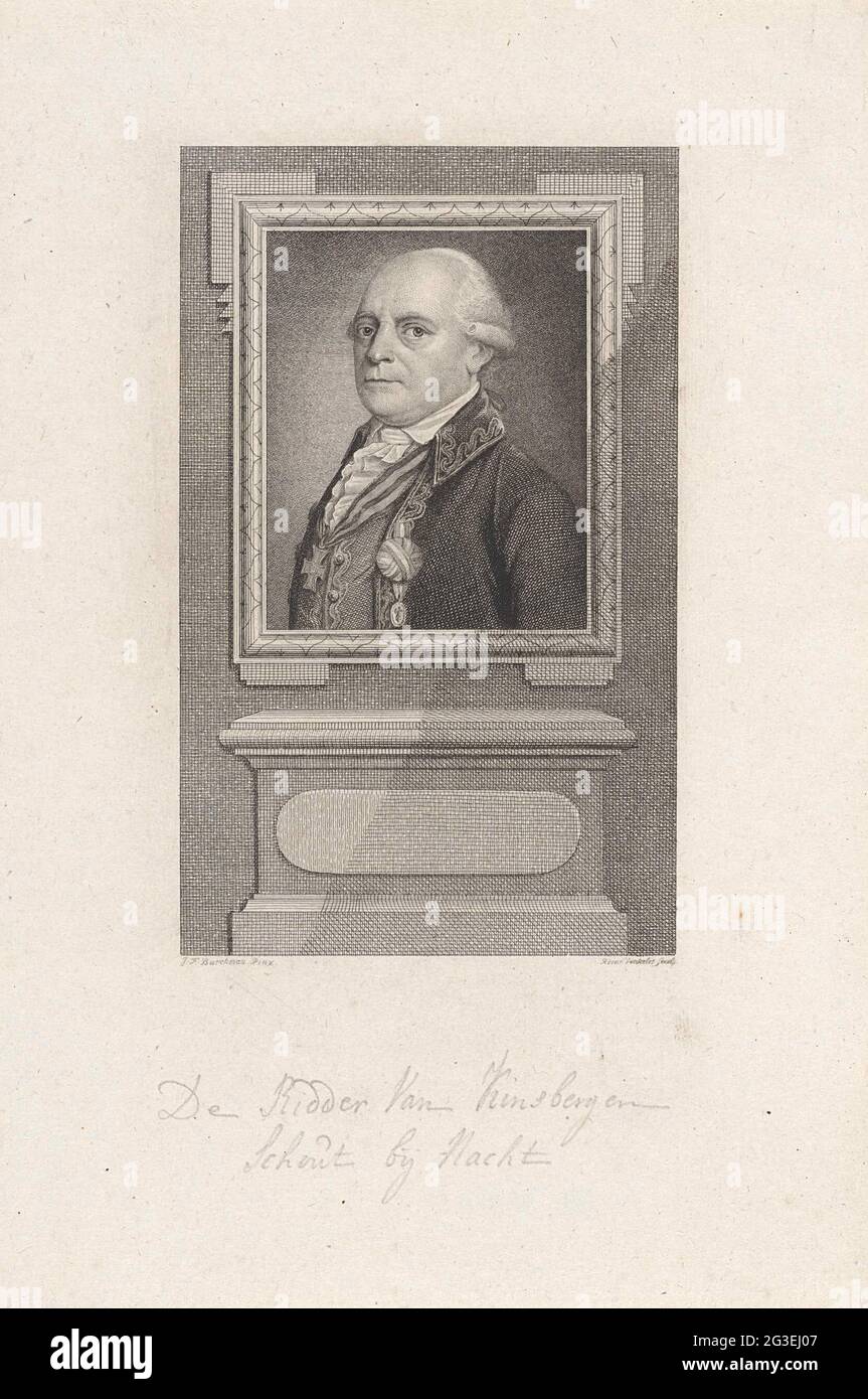 Porträt von Jan Hendrik van Kinsbergen. Porträt des niederländischen Admirals Jan Hendrik van Kinsbergen, als Schout bei Nacht. Stockfoto