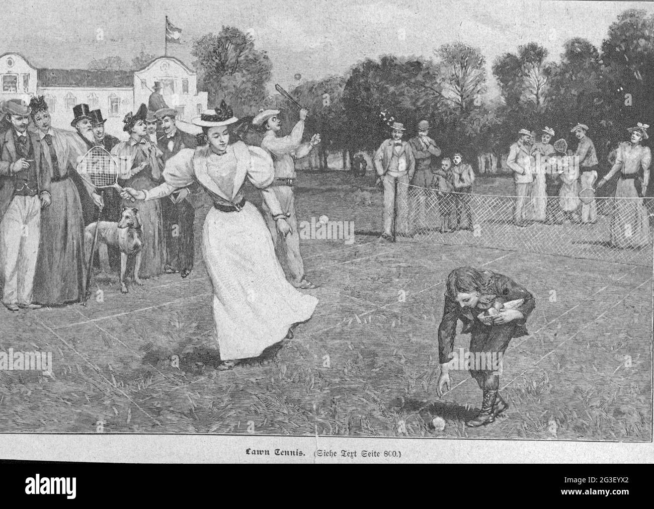 Sport, Tennis, Rasentennis, Holzstich, der Geschichtsfreund, UM 1895 MUSS DAS URHEBERRECHT VON ARTIST'S NICHT FREIGEGEBEN WERDEN Stockfoto