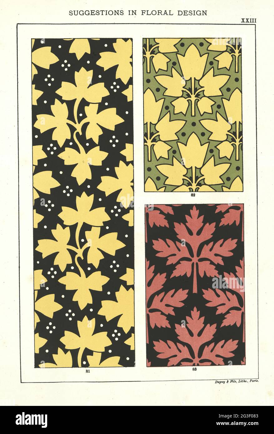 Vorschläge in floralem Design, wiederholenden Blattmustern, viktorianisches 19. Jahrhundert Stockfoto