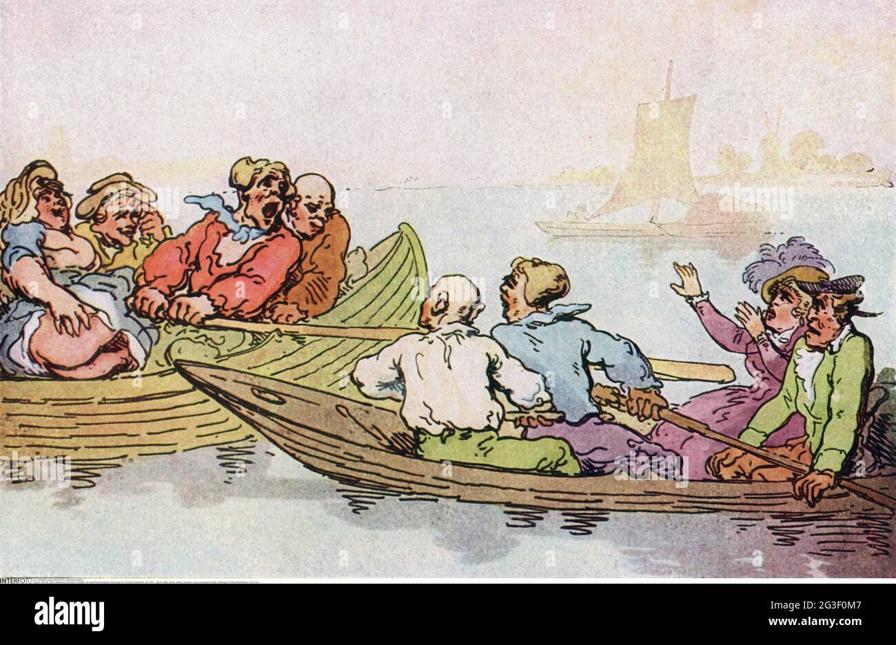 Sport, Wassersport, Rudern, Karikatur, ein reiner Bootsmannsgruß, Zeichnung von Thomas Rowlandson, ARTIST'S COPYRIGHT MUSS NICHT FREIGEGEBEN WERDEN Stockfoto