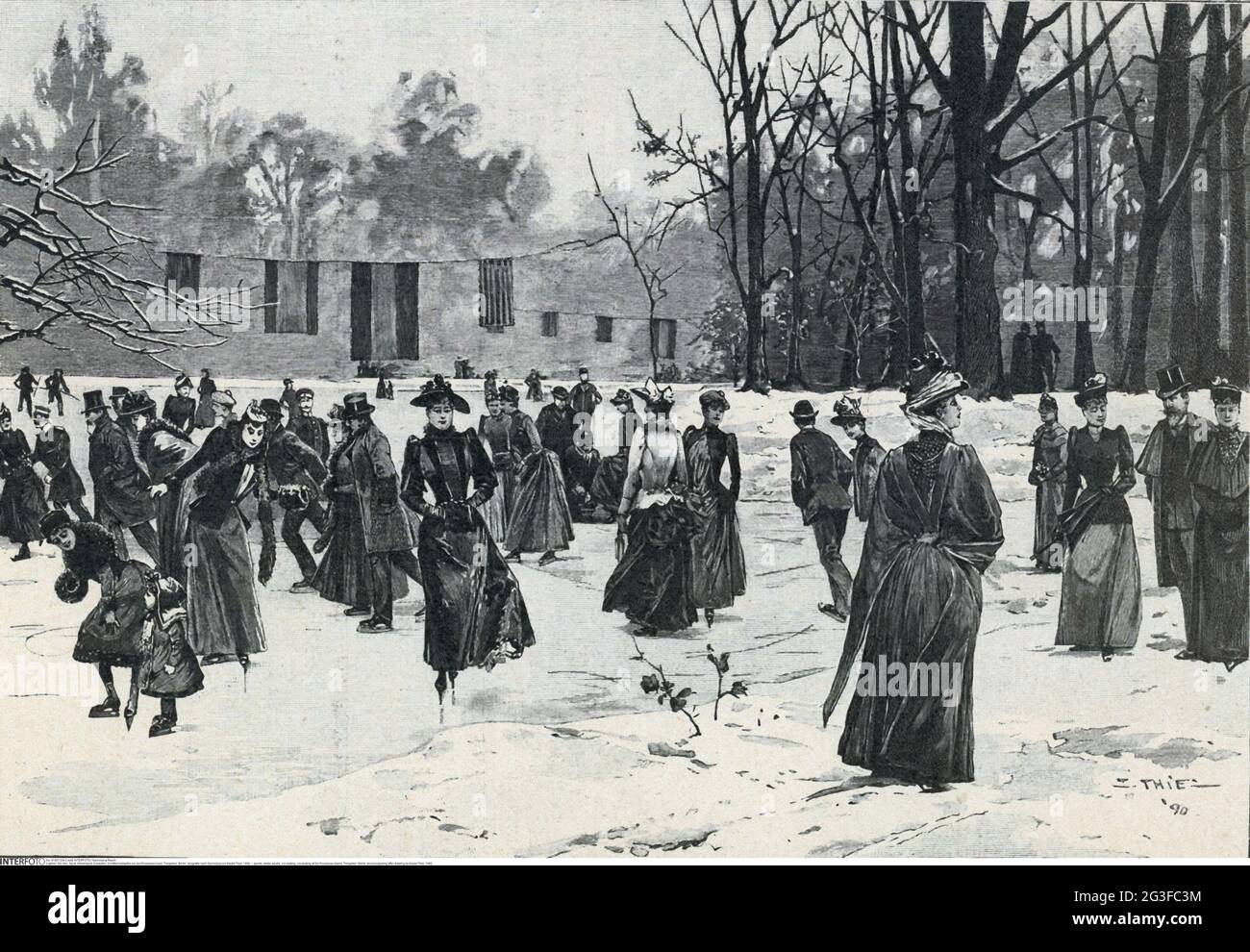 Sport, Wintersport, Eislaufen, Eislaufen auf der Rousseau-Insel, Tiergarten, Berlin, ARTIST'S COPYRIGHT MUSS NICHT GEKLERT WERDEN Stockfoto