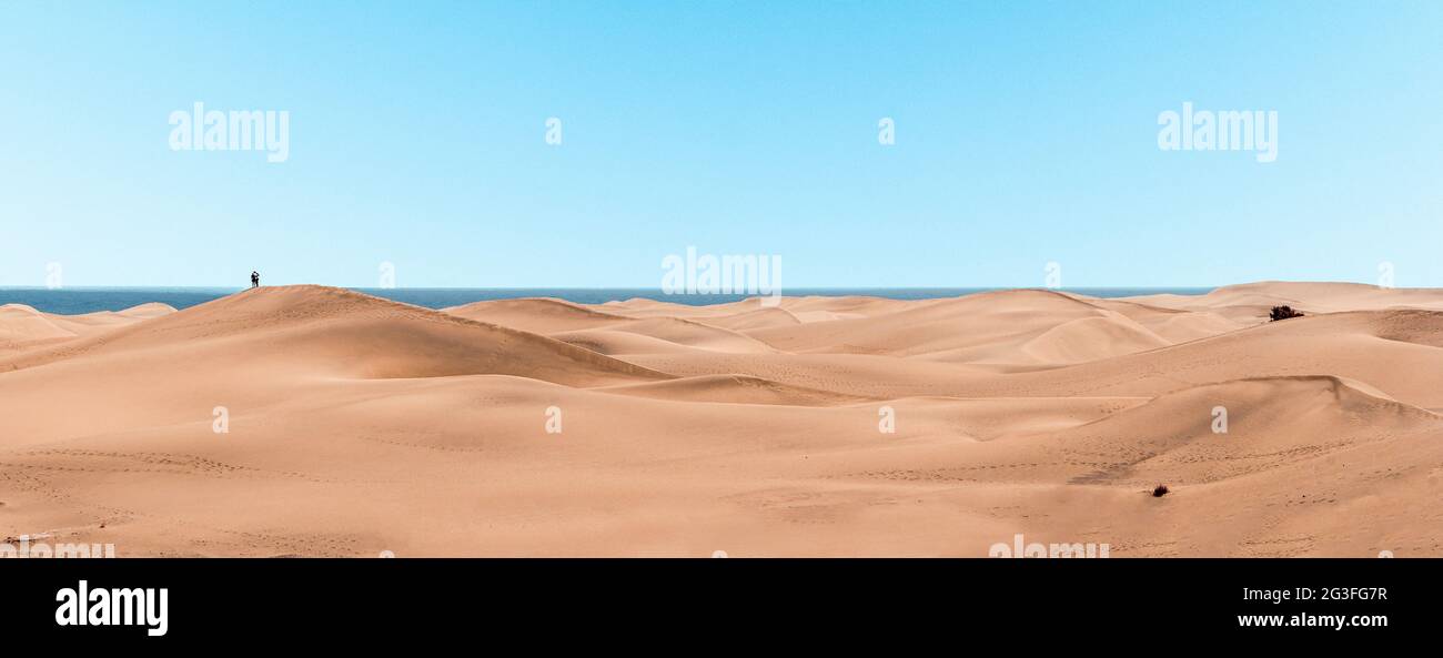 Panoramablick auf die Dünen von Maspalomas Gran Canaria Stockfoto