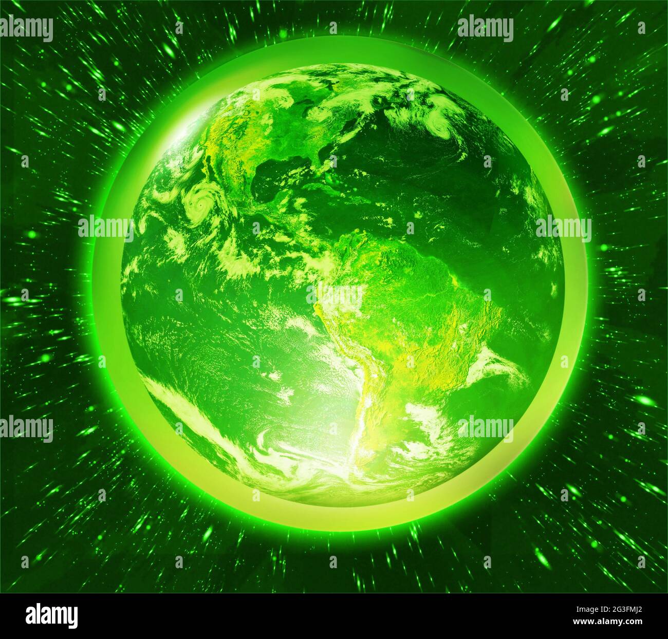 Grüne Erde im Weltraum Stockfoto