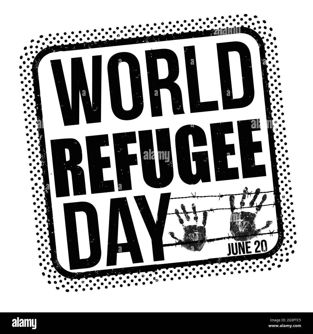 Welt Flüchtling Tag Grunge Gummistempel auf weißem Hintergrund, Vektor-Illustration Stock Vektor