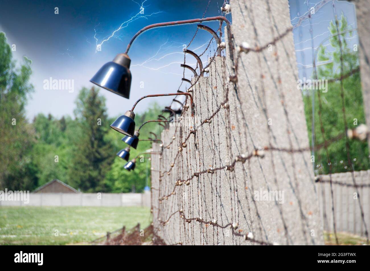 Stacheldraht im Konzentrationslager Dachau Stockfotografie Alamy