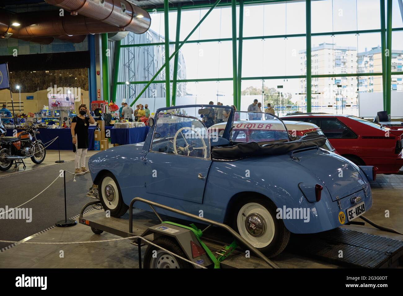 1960 PTV 250 Microcar hergestellt in Spanien. Retro Malaga 2021, Andalusien, Spanien. Stockfoto