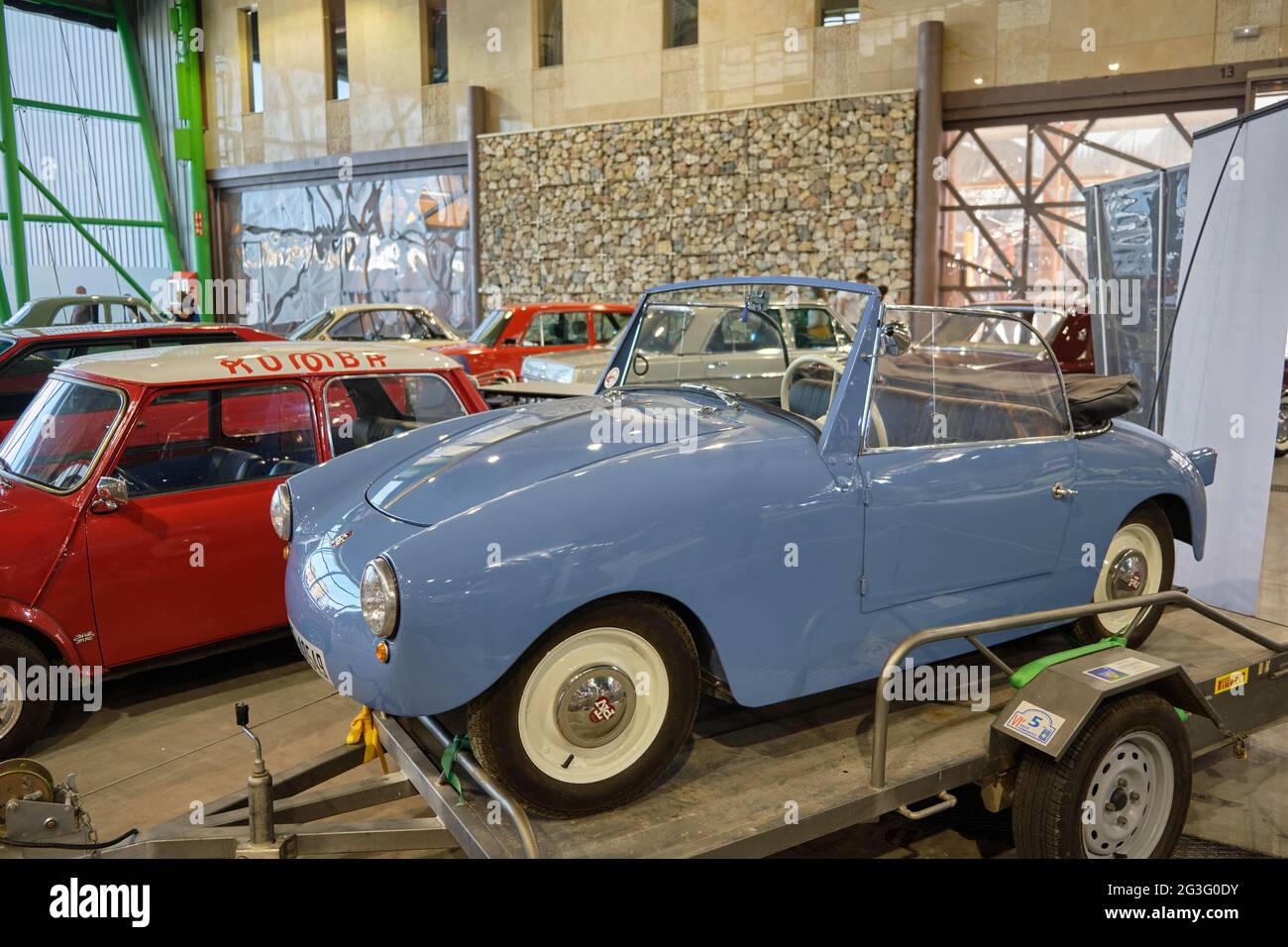 1960 PTV 250 Microcar hergestellt in Spanien. Retro Malaga 2021, Andalusien, Spanien. Stockfoto