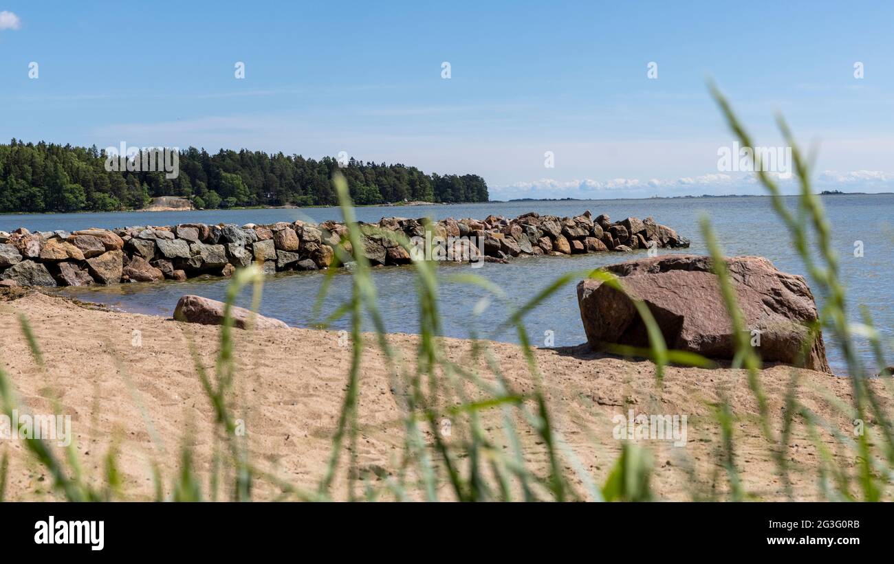 Die Stadt Espoo liegt an der Küste der Ostsee. Die Stadt hat perfekte Möglichkeiten für Outdoor-Aktivitäten. Stockfoto