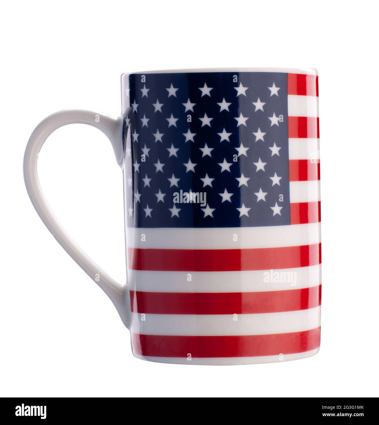 Amerikanische Flagge Tasse isoliert mit Pfad Stockfoto