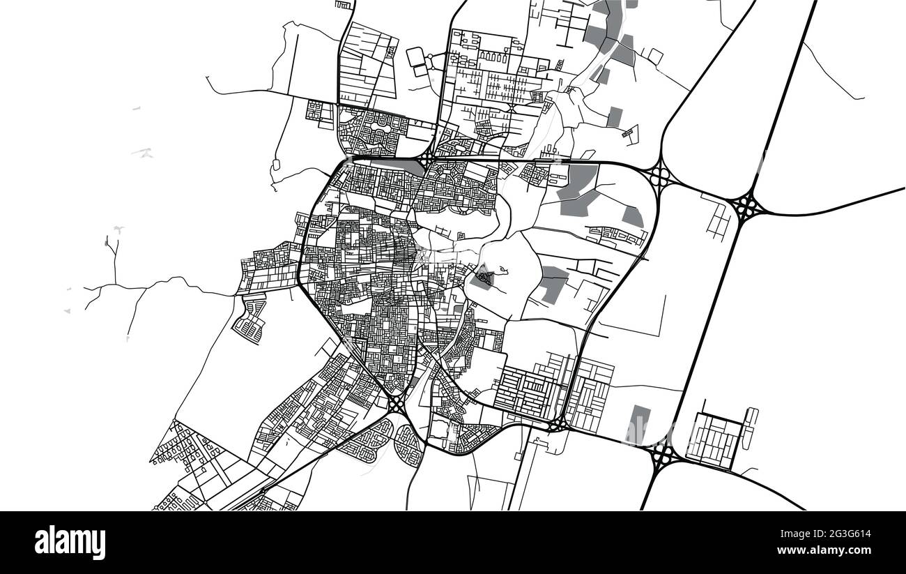 Städtischer Vektor-Stadtplan von Ha'il, Saudi-Arabien, Naher Osten Stock Vektor