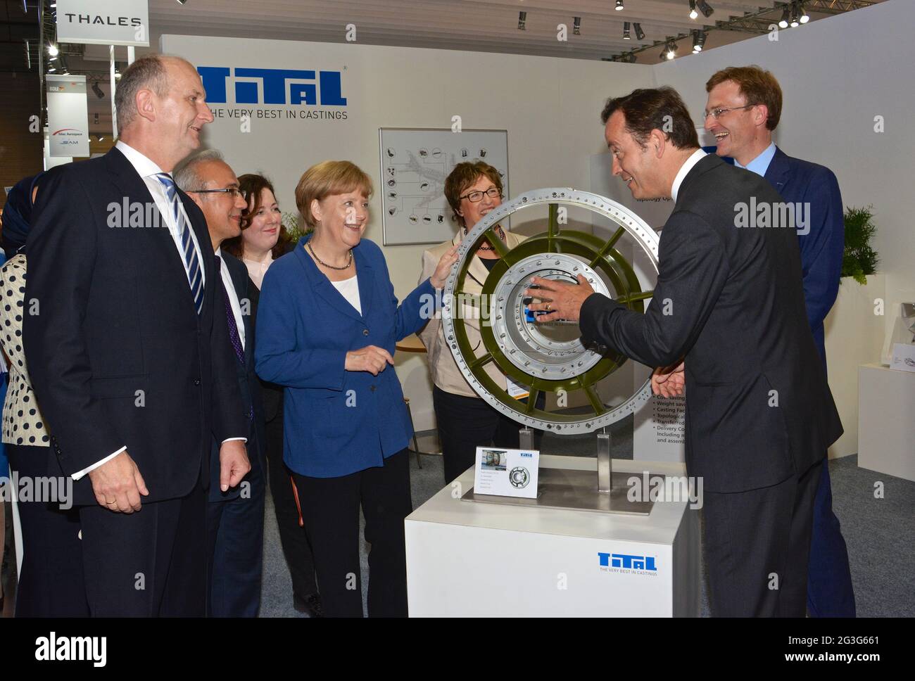 Bundeskanzlerin Angela Merkel auf der Berliner Luftfahrtschau ILA Stockfoto