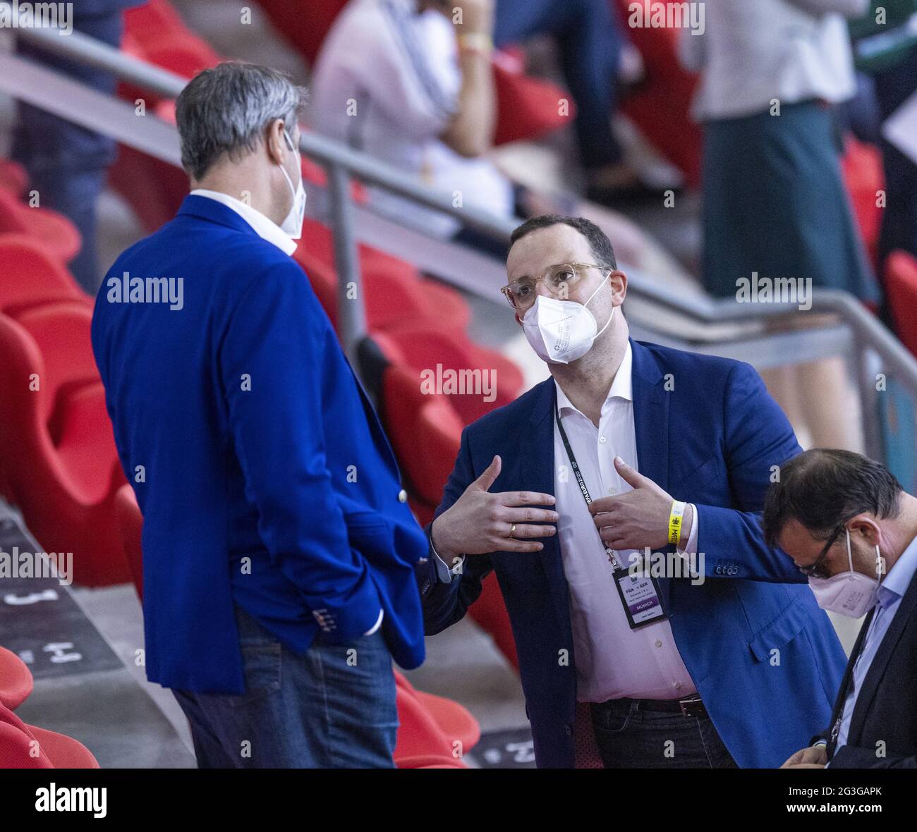 Ministerpräsident des Freistaat Bayern Markus Söder (CSU) und Bundesminister für Gesundheit Jens Spahn (CDU) Frankreich - Deutschland München, 15. Stockfoto