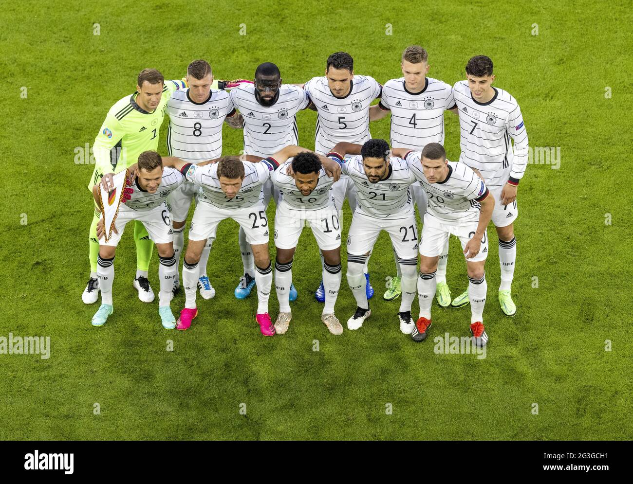 Torwart Manuel Neuer (Deutschland), Toni Kroos (Deutschland), Antonio Rüdiger (Deutschland), Mats Hummels (Deutschland), Matthias Ginter (Deutschland) Stockfoto