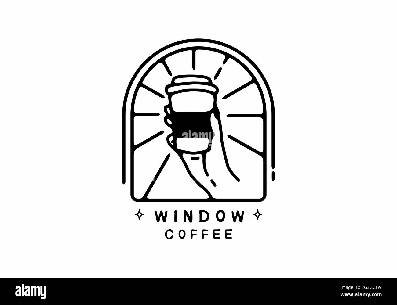 Fenster Kaffee Linie Kunst Illustration Design Stock Vektor