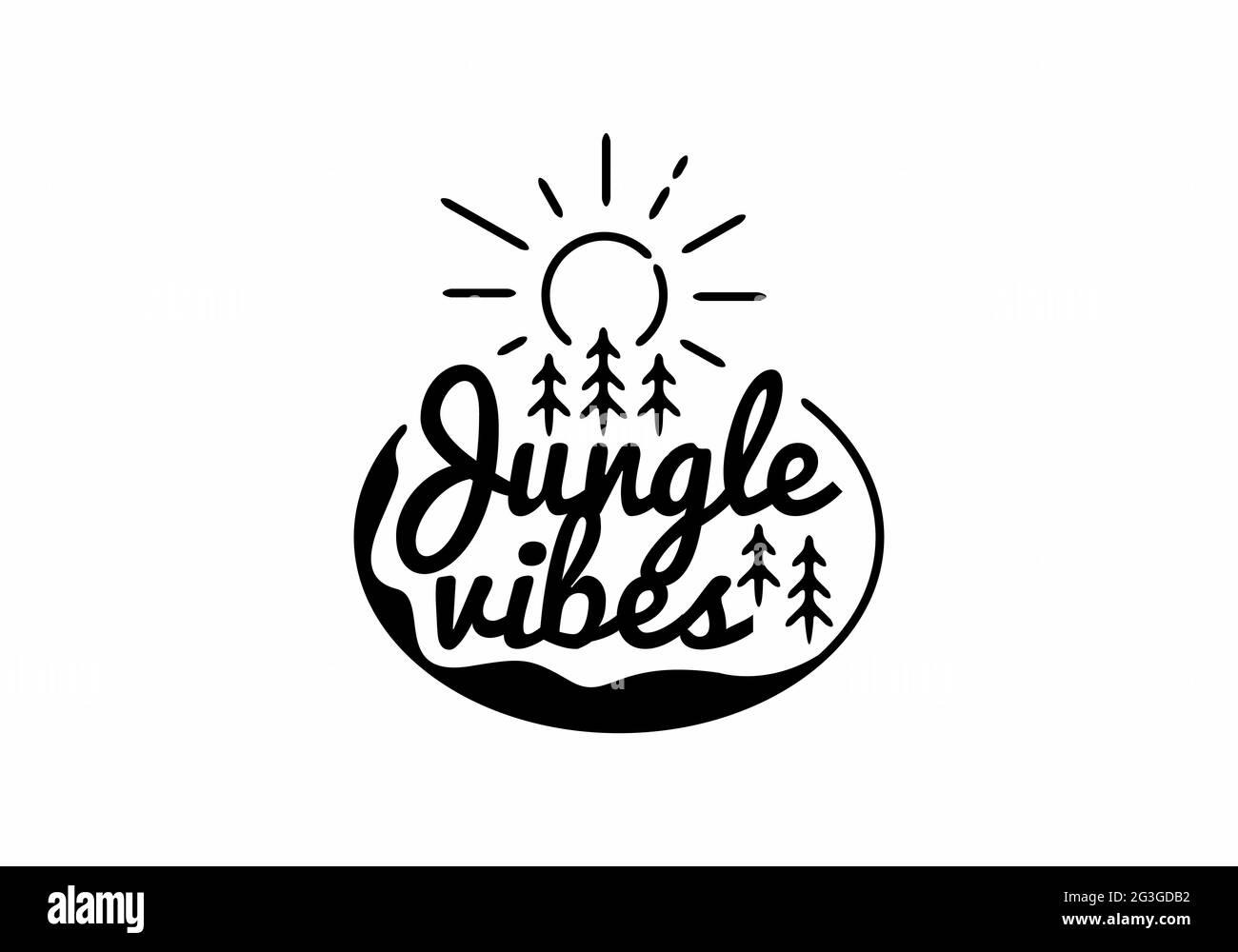 Jungle Vibes Linie Kunst Illustration Design Stock Vektor