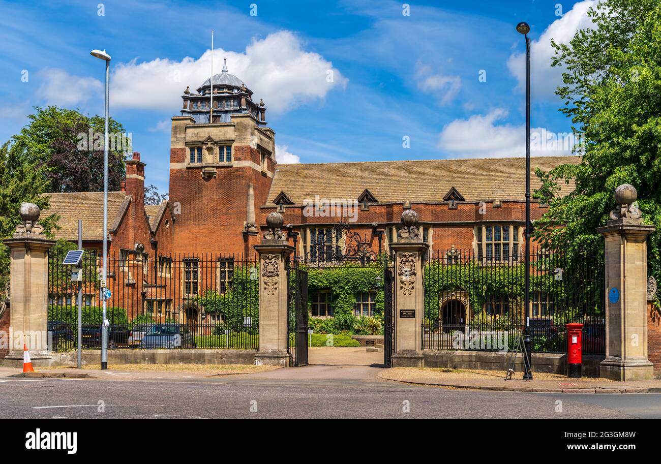 Westminster College Cambridge ist eine theologische Hochschule der Vereinigten Reformierten Kirche oder URC. Gegründet in London, zog es 1899 nach Cambridge. Stockfoto