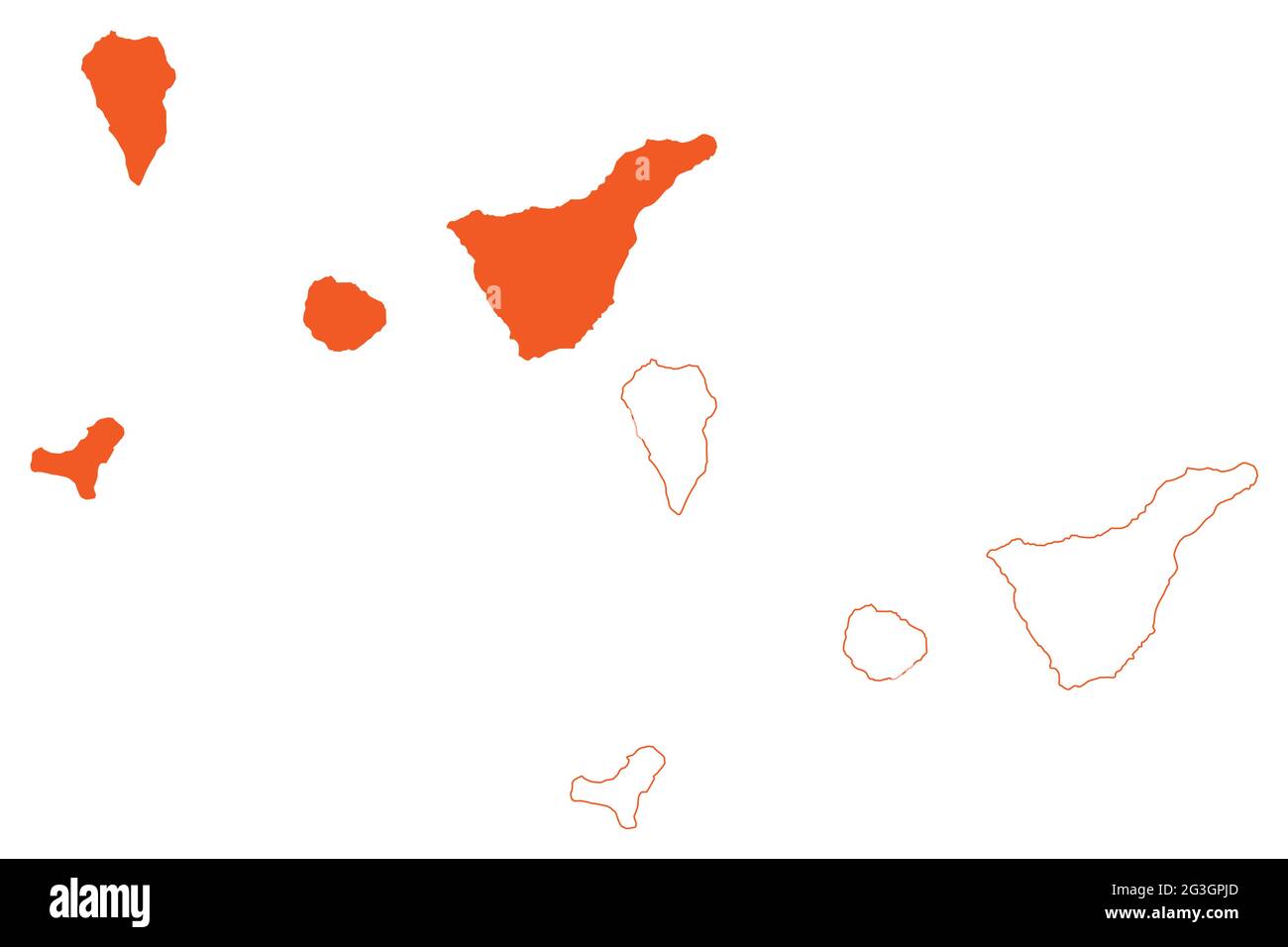 Provinz Santa Cruz de Teneriffa (Königreich Spanien, Kanarische Inseln) Kartenvektordarstellung, Skizze Teneriffa, La Gomera, El Hierro und La Stock Vektor