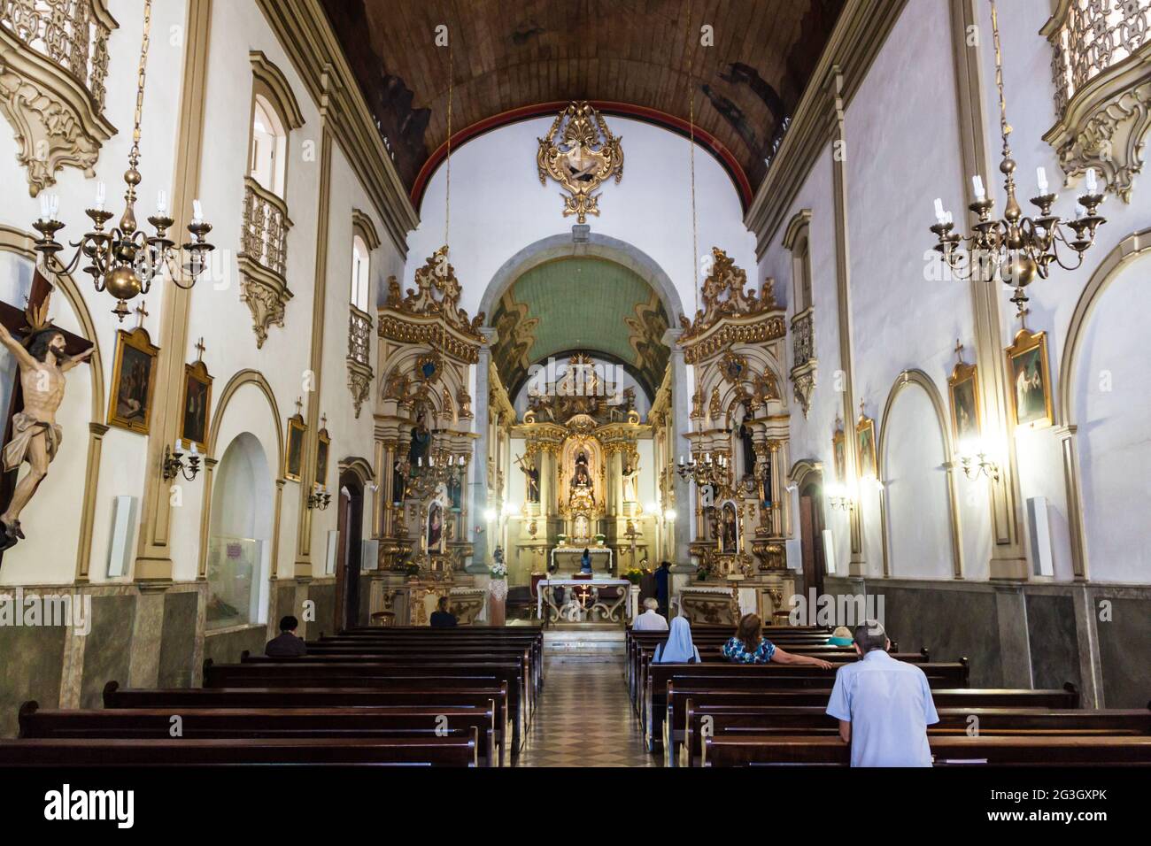 SAO PAULO, BRASILIEN - 3. FEBRUAR 2015: Innenraum der Kirche von Sao Francisco in Sao Paulo, Brasilien Stockfoto