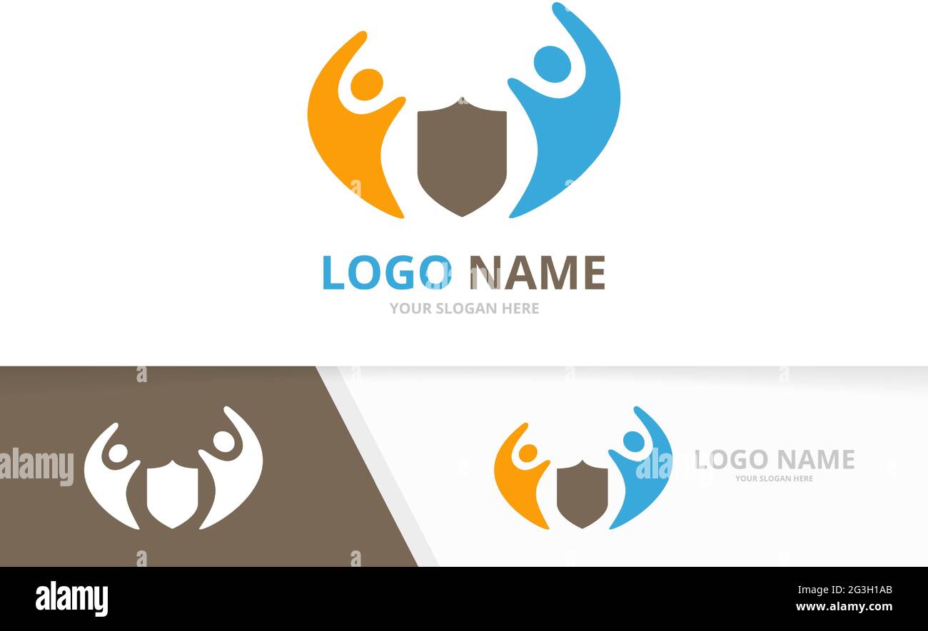 Kombination aus Vector Shield und Team-Logo. Design-Vorlage für das Logo der Familie. Stock Vektor