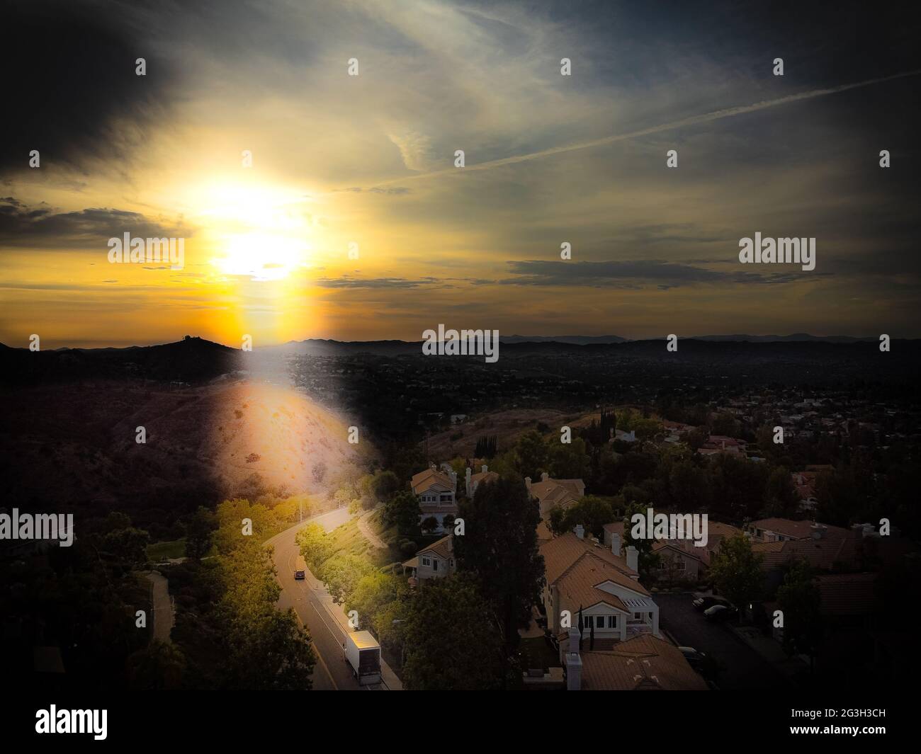 Sonnenuntergang im San Fernando Valley Stockfoto