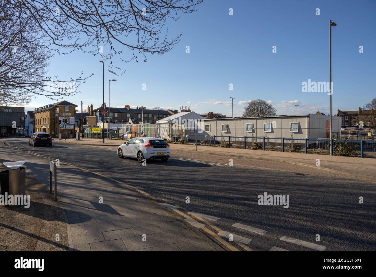 Pop up Covid 19 Test in Gravesend Ken t im Frühjahr 2021 Stockfoto