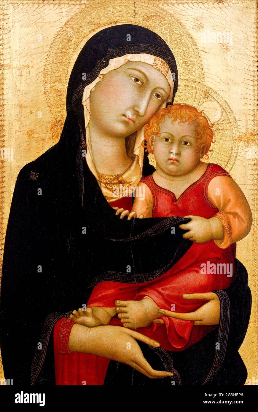 Madonna mit Kind von Simone Martini (c.1284-1344), Tempera auf Holz, Goldgrund, c. 1326 Stockfoto